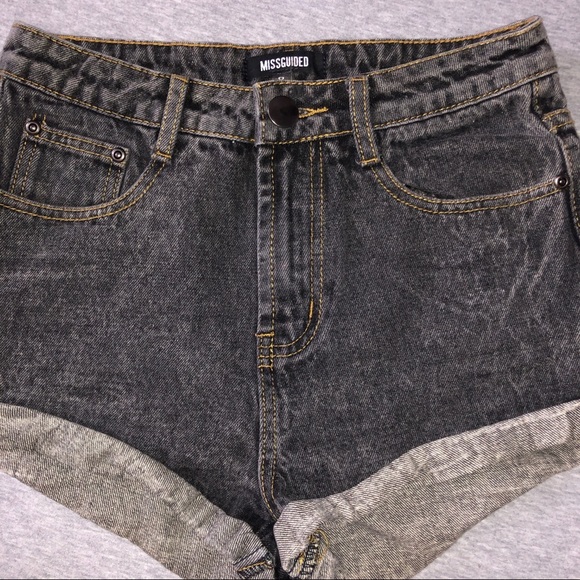 Washed Black High Rise Hotpants | Size UK8 - Picture 4 of 5